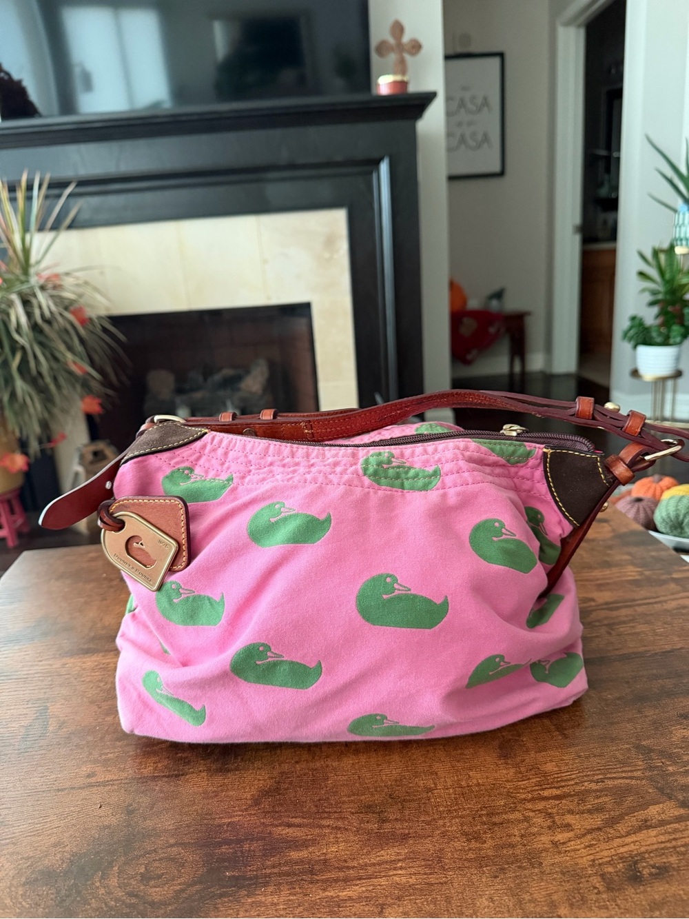 Dooney & Bourke Vintage Purse Wonder Duck Pink Green Hobo Y2K